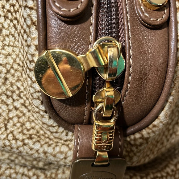 BORBONESE Handbag Global Pattern Beige Suede x Leather - Picture 6 of 17